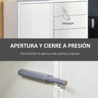 Cocina de Estilo Blanco Brillante 2 Puertas, 2 Cajones, Marco Ajustable, Apertura a Presión, Almacenamiento para Dormitorio Salón - details 2
