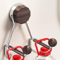 Estante para secador de pelo montado en la pared, estilo ventosa, estante de almacenamiento con ventosa para ahorrar espacio, aspecto de madera ajustable - details 6