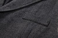 Chaleco Retro con solapa y cadena para hombre, traje con bolsillos de Tweed grueso en espiga a la moda, informal, Vintage, para fiesta de ocio - details 11