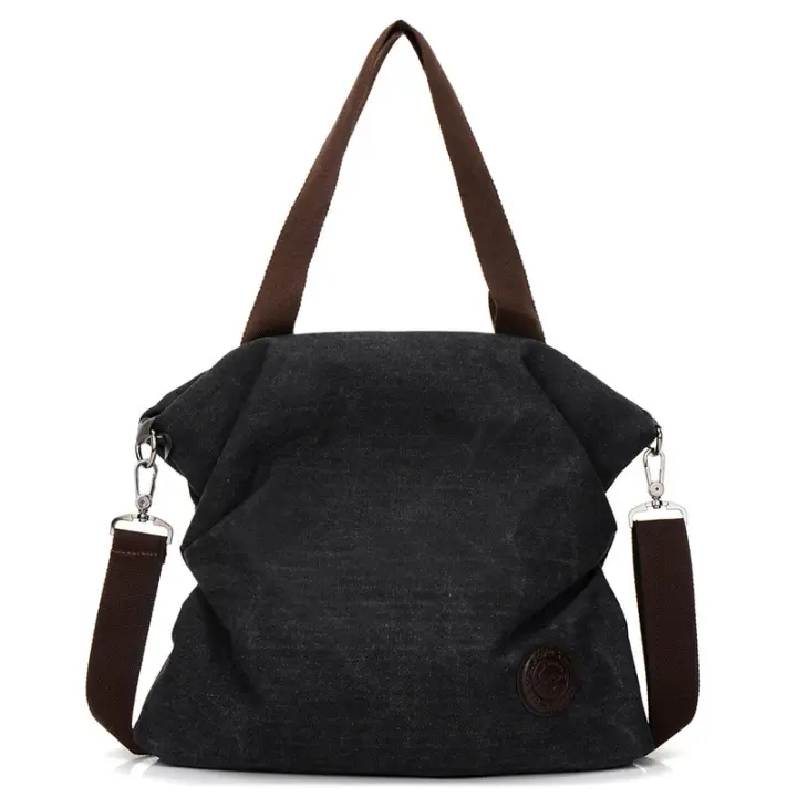 Bolso de mano informal europeo y americano para mujer, bandolera de hombro portátil de lona Simple, bolso cruzado de gran capacidad - 1