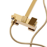 Sistema de ducha de lluvia dorado con grifo, juego completo de ducha de acero inoxidable, cabezal de ducha de lujo | Altura ajustable | Ideal como regalo | Instrucciones en alemán - details 4