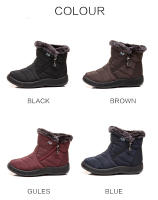 Botas de nieve cálidas de gran tamaño para mujer, además de zapatos de algodón impermeables de lana, botas cálidas impermeables de corte medio - details 1