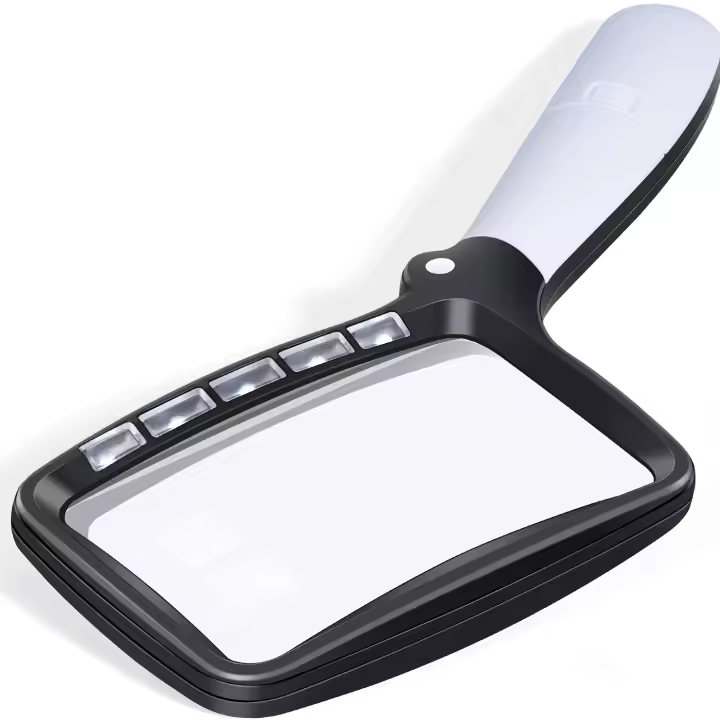3x Large Rectangular Folding Handheld Magnifier with Dimmable LED Light - Great for seniors, reading, and low vision - 1
