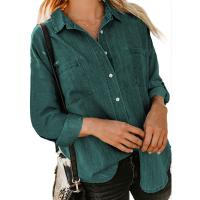 Camisas de manga larga para mujer, camisas informales con cuello vuelto, otoño - details 5