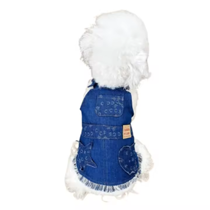 Vestido de mezclilla único para todas las estaciones, ropa ligera, chaleco lindo para cachorros, camisas suaves ajustables para perros, ropa, disfraces para mascotas - 1