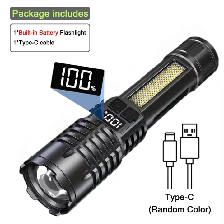 Linterna Led recargable de alta potencia linterna Led muy fuerte con batería integrada para pesca caza Camping Lanter - 1