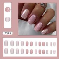 24Pcs/Box Uñas Postizas Francés Arco Iris Con Patrón De Corazón Blanco Uñas Postizas Largas Cuadradas Cubiertas De Plástico Para Manicura - details 2