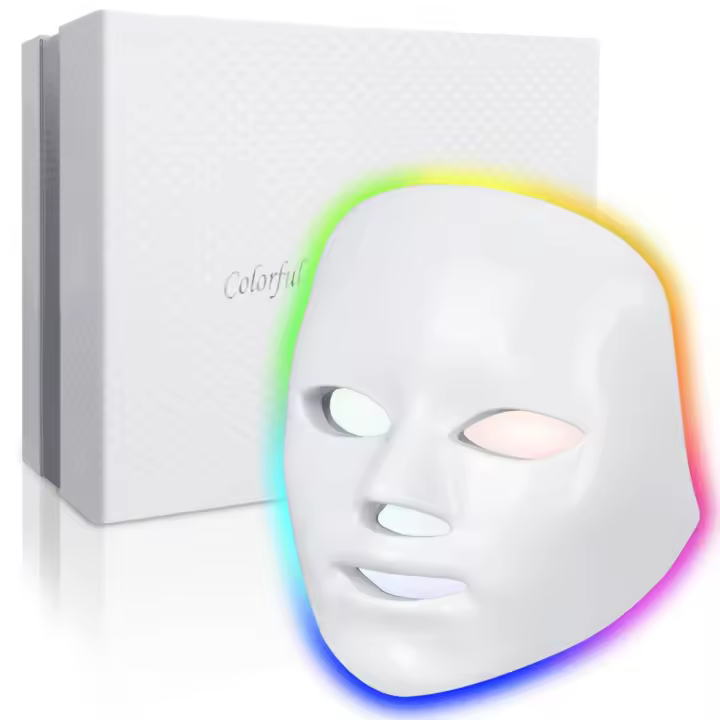 Máscara de luz roja para la cara, máscara de luz LED azul roja de 7 colores, terapia de luz roja para la cara, mascarilla facial para el cuidado de la piel, herramienta de belleza para apretar y reafirmar - 1