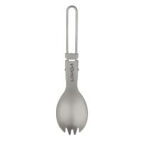 Vajilla plegable de titanio pulido mediano Lixada Spork, utilizada para cenas al aire libre, VIES, camping, mochilas - details 25