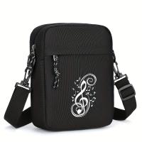 1 bolso cruzado Oxford informal para hombre con diseño de nota musical, correa ajustable, cierre de cremallera, forro de poliéster, bolso de hombro de negocios de gran capacidad para viajes diarios - details 2
