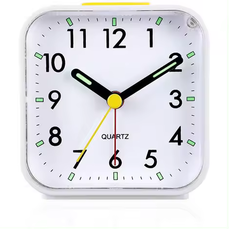 Relojes de alarma, reloj despertador analógico silencioso que no hace tic-tac, despertador suave, blanco - 1