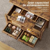 Centro Elevable, Mesa de Salón con Cajón y Compartimento Oculto, Mesas Elevables Modernas Convertibles en Comedor, 100 x 50 cm, Blanco - details 17