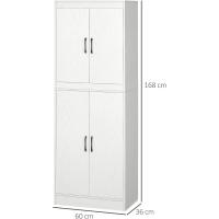 Aparador Alacena de Cocina Aparador de Comedor Moderno con 4 Puertas y 5 Estantes Ajustables Antivuelco para Oficina Salón 60x36x168 cm Blanco - details 2