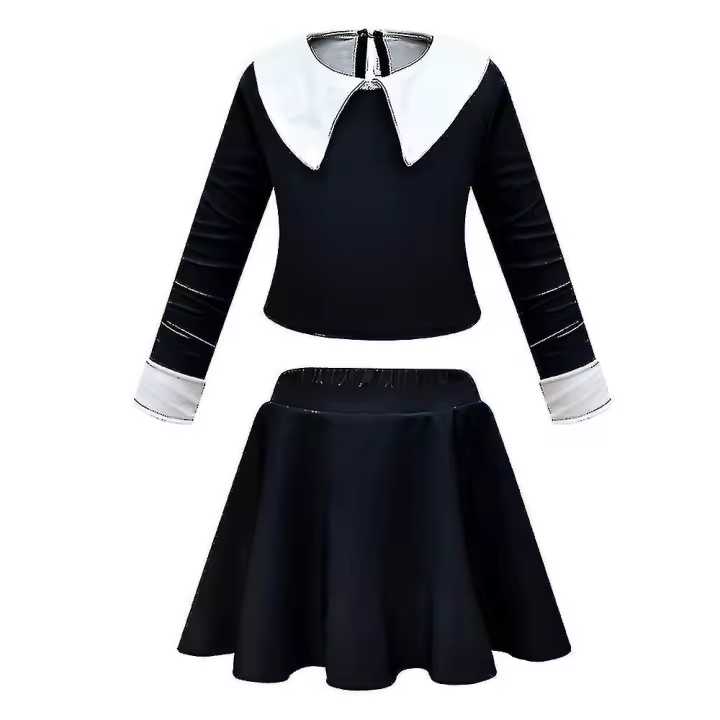 Vestido de Cosplay familiar para niñas, traje gótico Vintage, ropa de Halloween, vestido con estampado de Morticia, novedad - 1