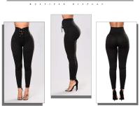 Body elástico de yoga negro de cintura alta para mujer, correa de cintura cerrada, protección de piernas, moda de gimnasio, leggings realzados de cadera - details 1