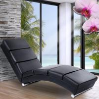Cuero Artificial con Almohadillas Acolchadas y Base Cilíndrica de Acero Cromado, 154x51x73 cm, Negro - Diván Chaise Lounge, Sillón Relax Chaise Lounge - details 1