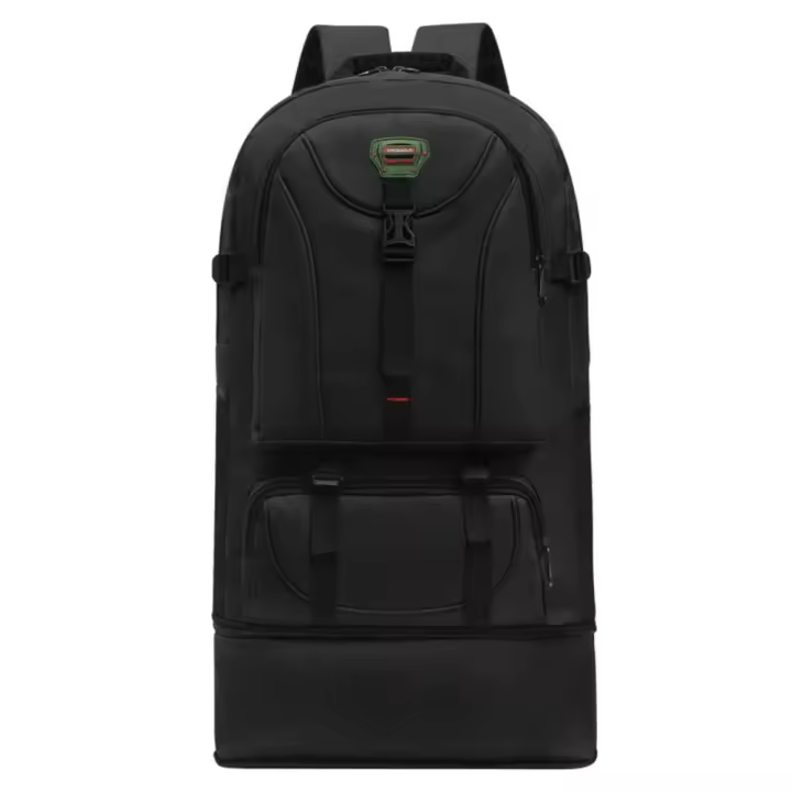 Bolsa de equipaje de viaje de 75L, mochila de escalada de gran capacidad, de nailon, impermeable, color verde y negro - 1