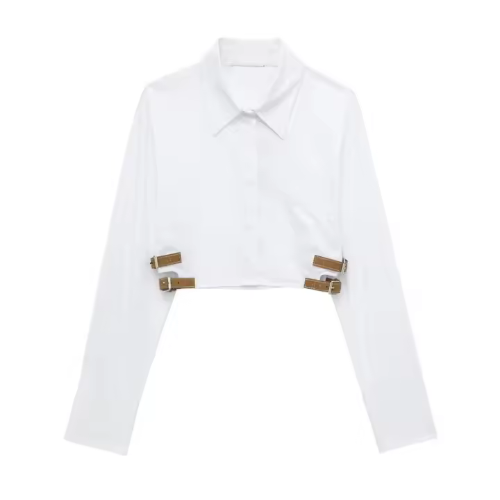 BUNO-Conjunto de otoño para mujer, camisa con cinturón de manga larga + faldas plisadas, conjunto de dos piezas de calle bonita, chándal, 2025 - 1