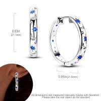 Pendientes de aro de Plata de Ley 925 para mujer, aretes con forma de corazón, luna y estrella, regalos de joyería - details 24