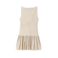 TRAFZA-Vestido corto informal para mujer, traje sin mangas con cuello redondo, lazo decorativo y cremallera, 4 colores, 2024 - details 4