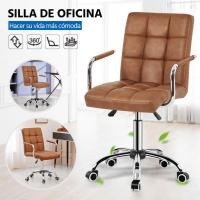 Silla de Oficina Giratoria con Ruedas Ajustable en Altura, Carga de 120Kg, Respaldar Marrón Claro - details 7