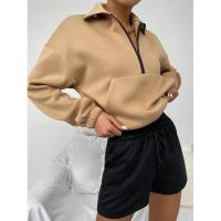 Suéter suelto grueso, sudaderas cálidas con cremallera, mujeres lisas, Top coreano a juego para - details 4
