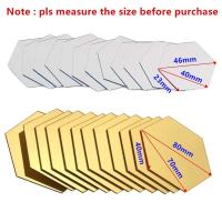 6/12 Uds. Pegatinas autoadhesivas de espejo de pared acrílico hexagonal de 4 colores, calcomanías de azulejos de mosaico para ración, adornos artísticos DIY, regalo - details 1
