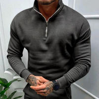Chaqueta de color liso con cuello alto y media manga larga, para hombre - details 32