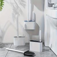 Cepillo De Limpieza De Inodoro De Silicona, 1 ud., Cepillo De Inodoro Montado En La Pared Sin Perforaciones Con Caja D - details 0