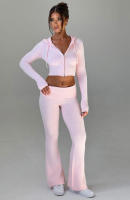 Conjunto de dos piezas de moda para mujer, Top con capucha, pantalones informales, ajustados, primavera - details 10