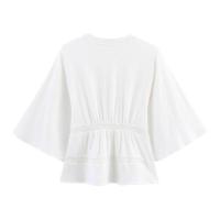 Camisa holgada, sencilla, versátil, con botones y cuello en V para mujer, novedad de verano 2025 - details 2