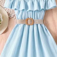 Vestido Casual de Chifón para Niñas Correa de Hombro de Una Línea, Estilo de Princesa para Edades de 8-12 Años - details 11