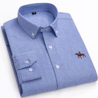 Camisa de manga larga lavada de algodón puro para hombre, camisa bordada de negocios informal, Color sólido, primavera y otoño - details 1
