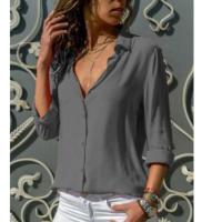 Blusa de Chiffon Suave y Elegante Camisa Larga con Cuello de Cuentas Tunicas de Oficina para Mujeres Tops de Talla Grande 2023 - details 13