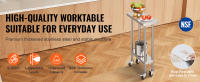 SucceBuy Mesa de trabajo de acero inoxidable de 24 x 12 x 38 pulgadas, capacidad de carga de 500 libras, 4 ruedas, 3 niveles de altura ajustables - details 1