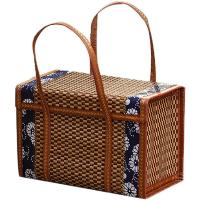 Cesta tejida de mimbre para Picnic, bolsa de almacenamiento plegable con asa para fruta, comida, compras, cesta de Bambú - details 1