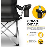 Camping Plegable y transportable |   hasta 150 kilos |    Pesca portátil con reposabrazos y portabebidas (Negro) - details 4