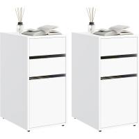 Mesita de Noche con 3 Cajones de 2 Tamaño,Mesa Auxiliar 30x40x60 cm, Mesita Blanca para Cama, Cómoda con Espacio de Almacenamiento, para Dormitorio, Salón y Estudio, NTS17ws-2 - details 0