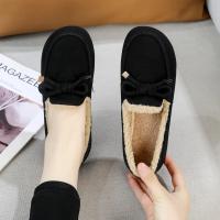 Botas de nieve cálidas para mujer, mocasines informales de felpa, antifrío, con Nudo de mariposa para exteriores, zapatos de algodón para invierno - details 5