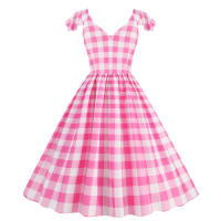 Vestido de fiesta de línea A con cuello en V y estampado de lunares de verano para mujer - details 4
