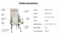 Silla de camping plegable portátil con reposacabezas,Ligera,Viaje,Silla de aluminio,Silla de pesca,Muebles de exterior,Silla Moon,Silla reclinable,Silla plegable de exterior - details 2