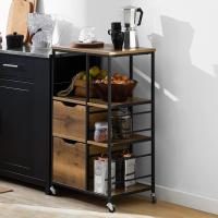 Carrito de Servicio Camarera con Ruedas Multiusos Mueble para microondas con 3 Cajones y 3 Estantes 53 x 37 x 89 cm ES - details 3