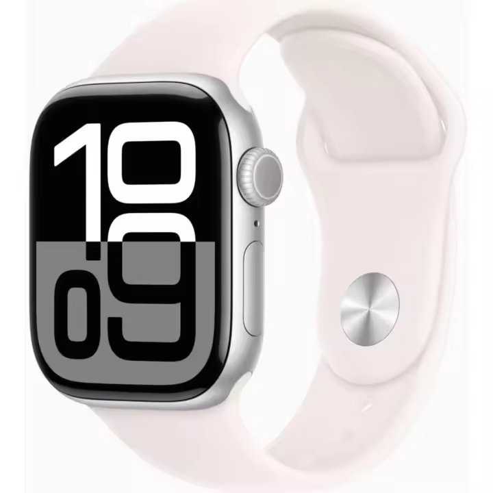 Apple Watch Series 10 [GPS + Celular, 46 mm] - Caja de aluminio plateada con correa deportiva Light Blush, S/M (renovado) - 1