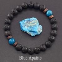 Pulsera de piedra de Lava para hombre, cuentas de piedra lunar de labradorita Natural, pulsera de Buda tibetano, pulsera difusora de aceite de Chakra, joyería para hombre - details 13