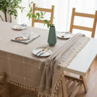 Mantel antimanchas rectangular, Diseño cuadrado de bordes para Decoración de mesa de Comedor - details 11