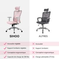 Silla de escritorio para computadora con reposacabezas ajustable y soporte lumbar, respaldo alto, silla ejecutiva giratoria para oficina en casa (azul claro) - details 44