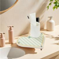 Bandeja de baño de barro de diatomeas con patrón de corazón, estante de almacenamiento de baño antideslizante de secado rápido, absorbente de agua a prueba de humedad - details 11