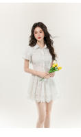 Elegante Vestido de Encaje Blanco de Diseño Francés de Alta Gama Mangas de Burbuja de Princesa - details 7