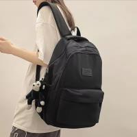 Mochila de campus juvenil para hombres y mujeres,mochila simple de gran capacidad de color sólido, escolar para estudiantes - details 3