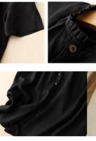 Vestido de Lino y Algodón para Verano Falda Ancha con Cuello de Oreja de Madera - details 13